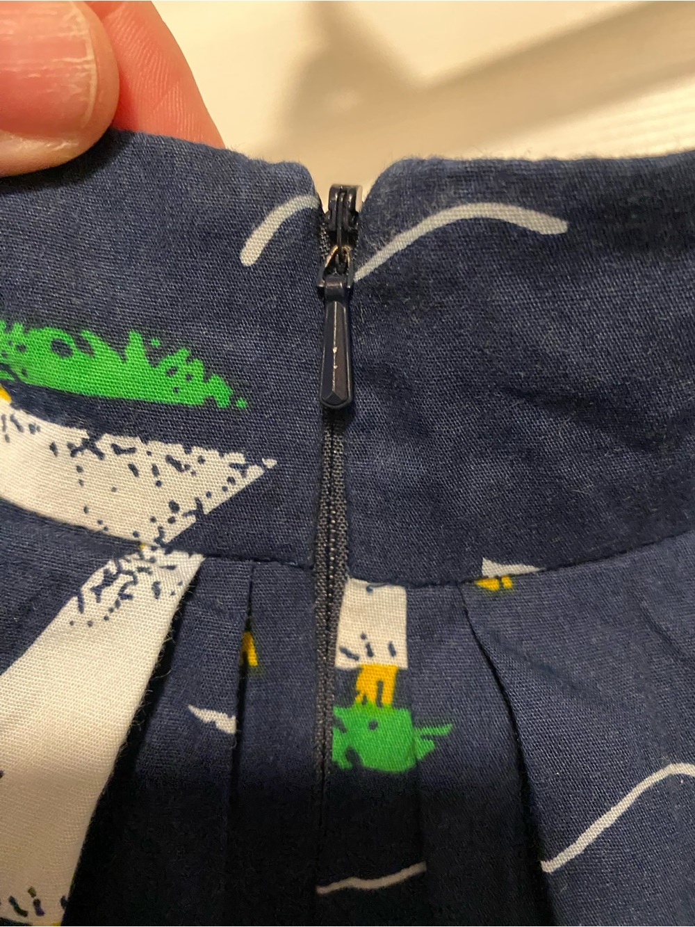 Navy Sailboat Print Pleated Cotton Skirt - Picture 5 of 5